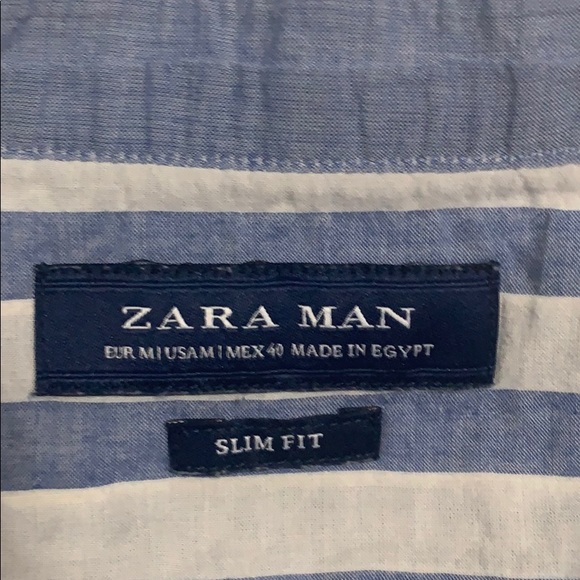 Striped Linen Shirt w/ Banded Collar - Picture 4 of 4